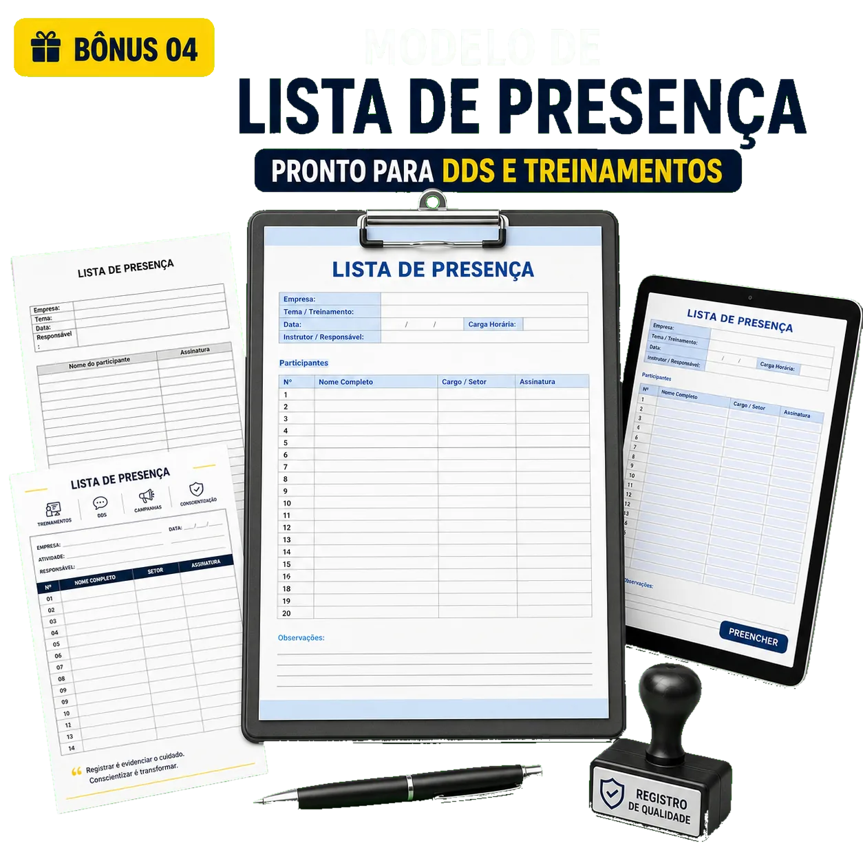 Bônus 04 — modelo de lista de presença para DDS e treinamentos
