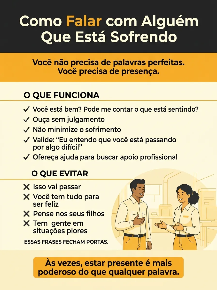 Cartaz Setembro Amarelo — Como falar com alguém que está sofrendo