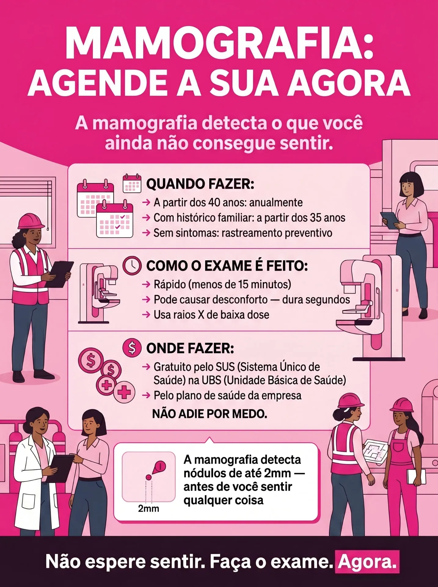 Cartaz Outubro Rosa — Mamografia e detecção precoce