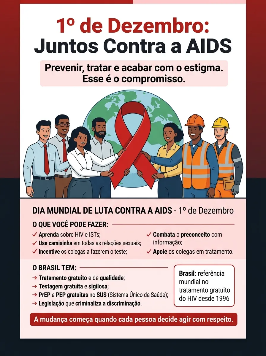 Cartaz Dezembro Vermelho — Dia mundial de luta contra a AIDS