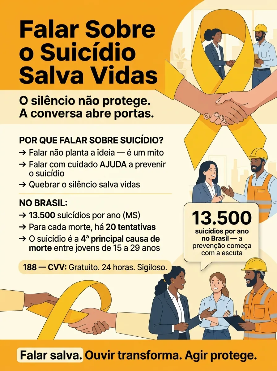 Cartaz Setembro Amarelo — Falar sobre o suicídio salva vidas
