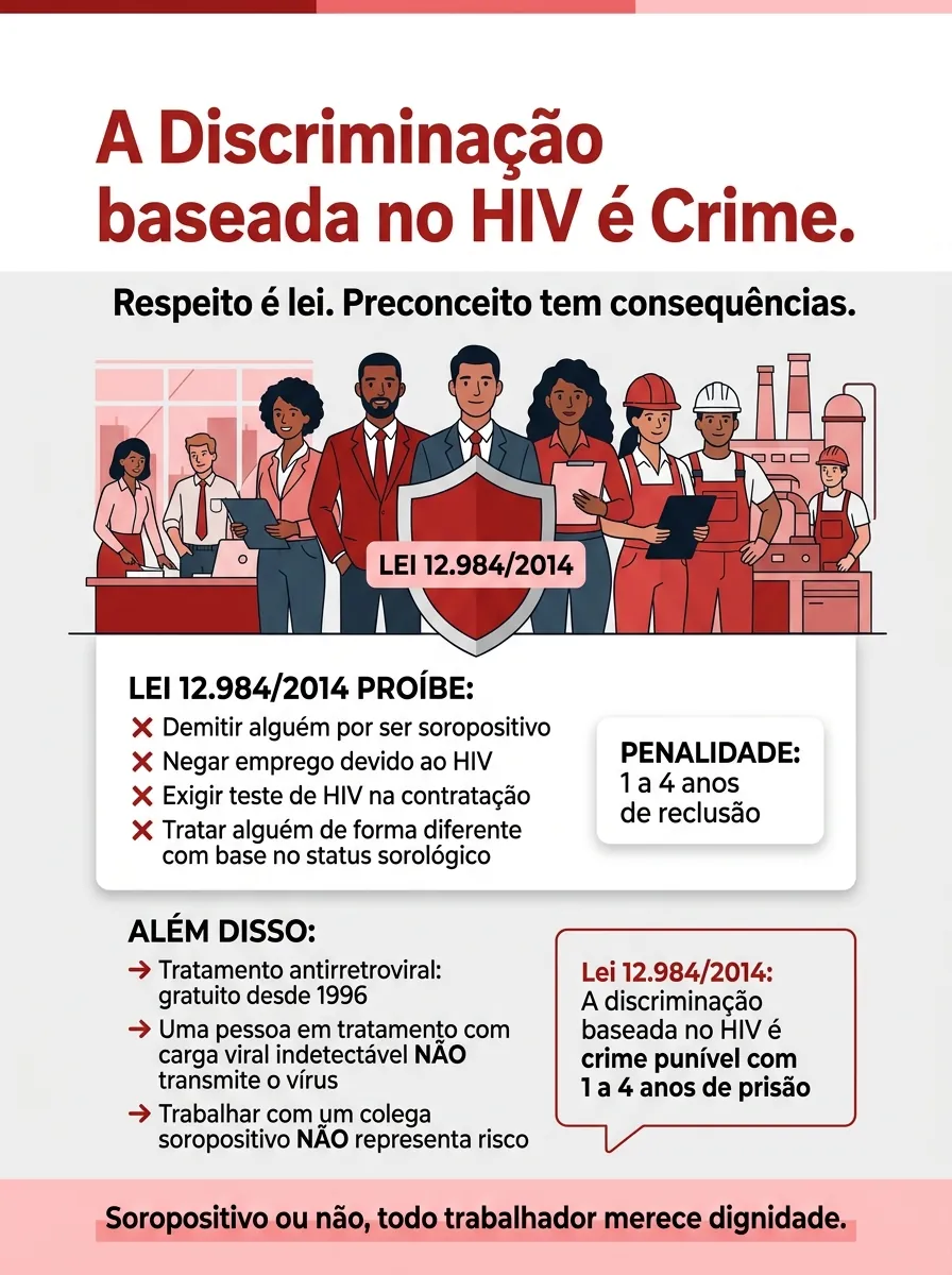 Cartaz Dezembro Vermelho — A discriminação baseada no HIV é crime