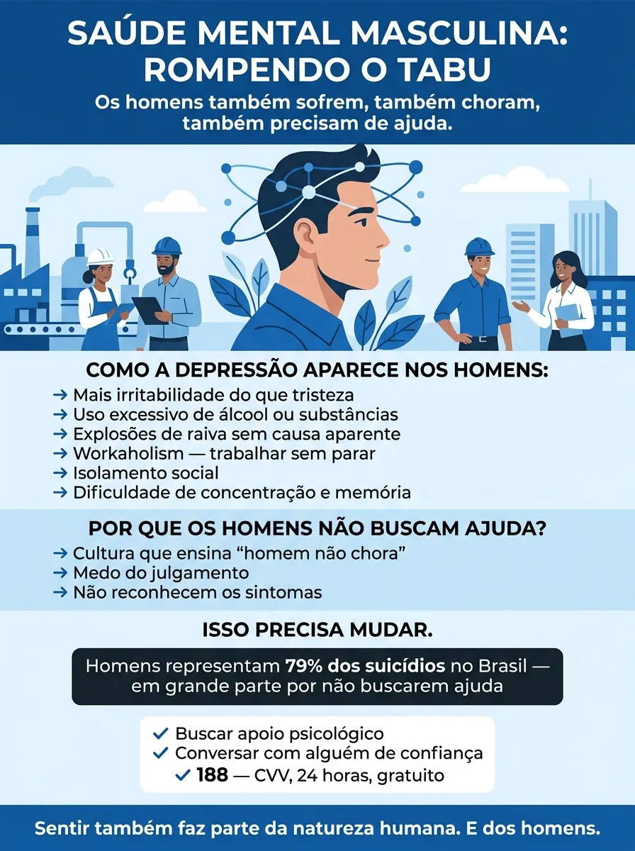 Cartaz Novembro Azul — Saúde mental masculina: rompendo o tabu