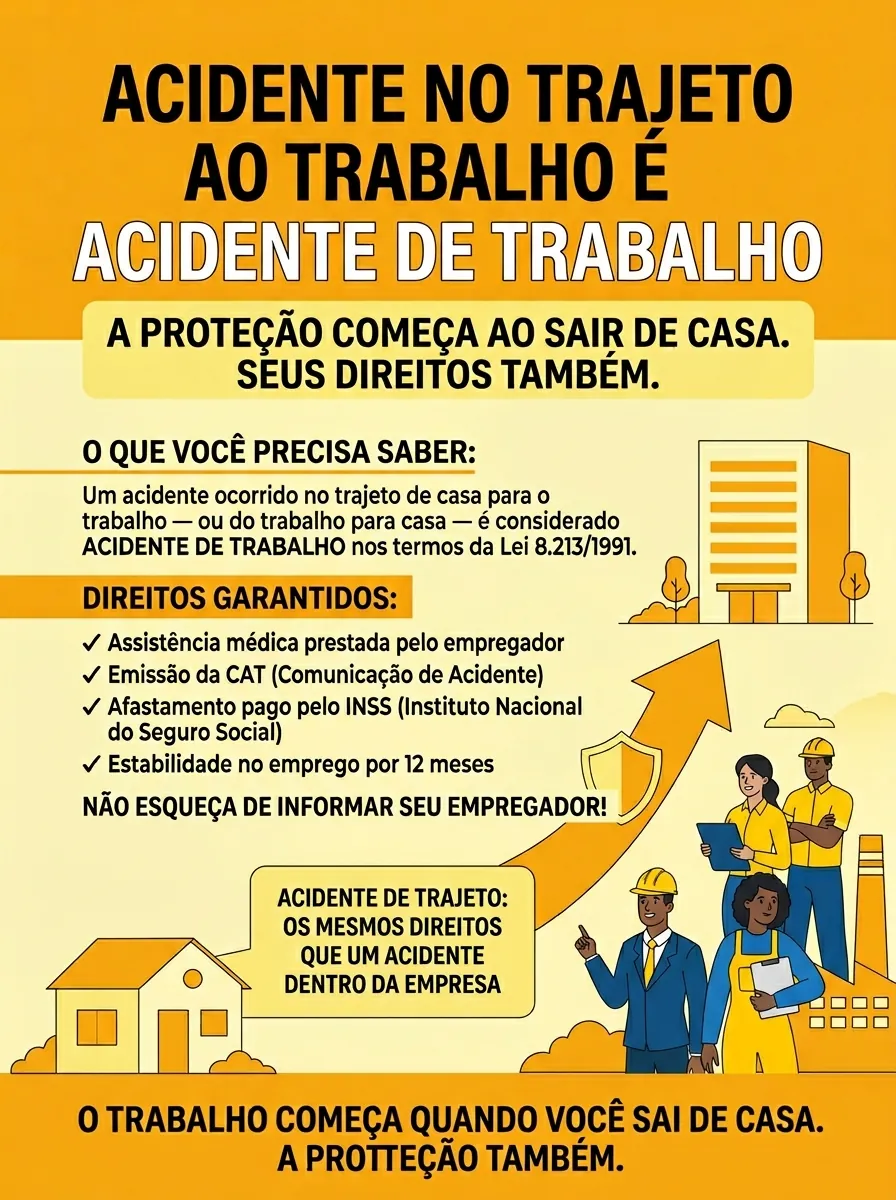 Cartaz — Direitos garantidos no acidente de trajeto