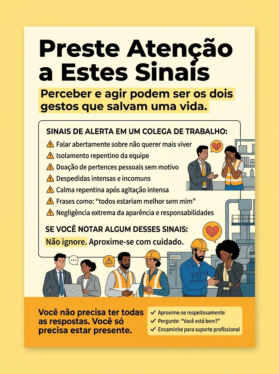Cartaz Setembro Amarelo — Preste atenção a estes sinais