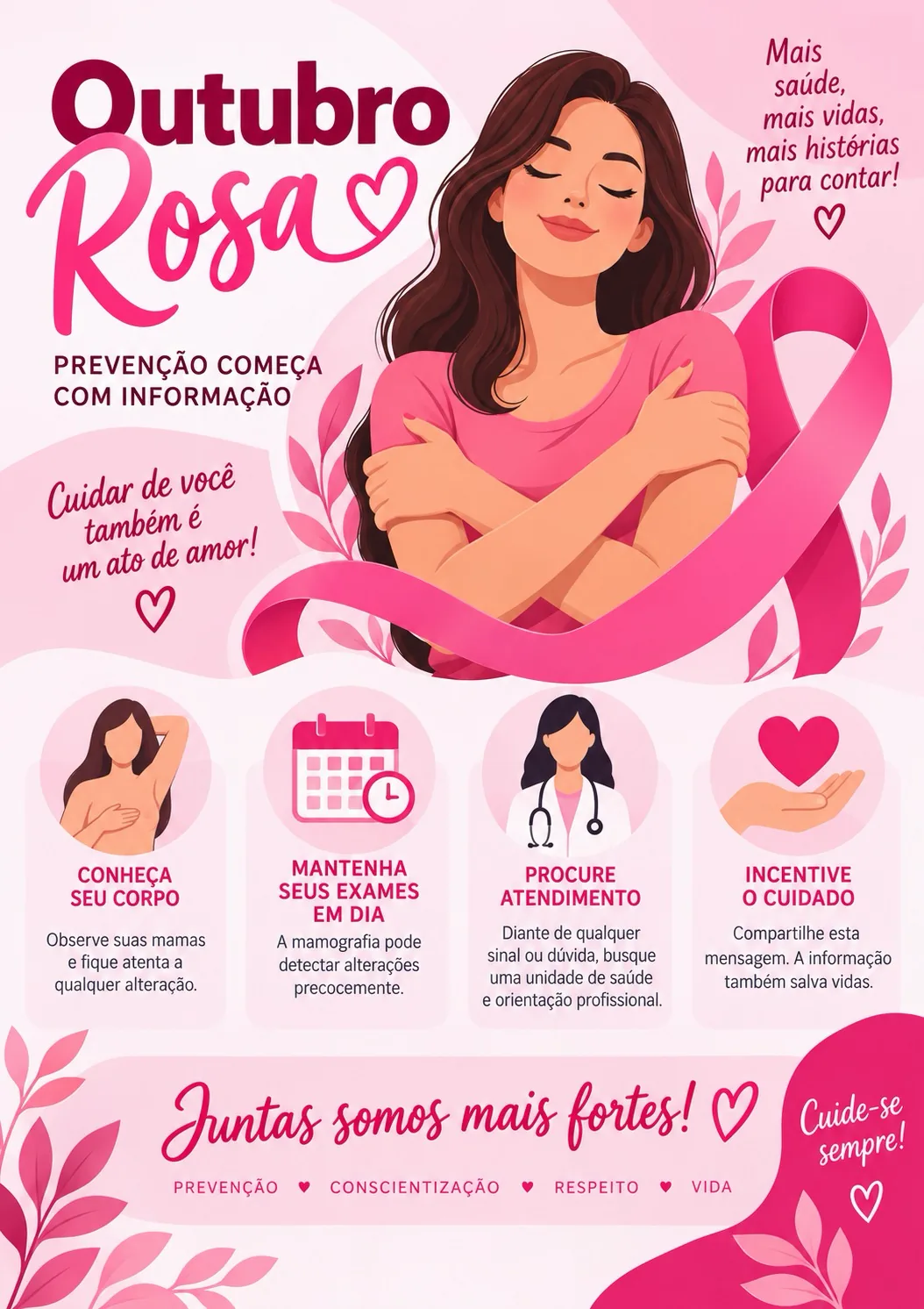 Cartaz Outubro Rosa — Prevenção começa com informação