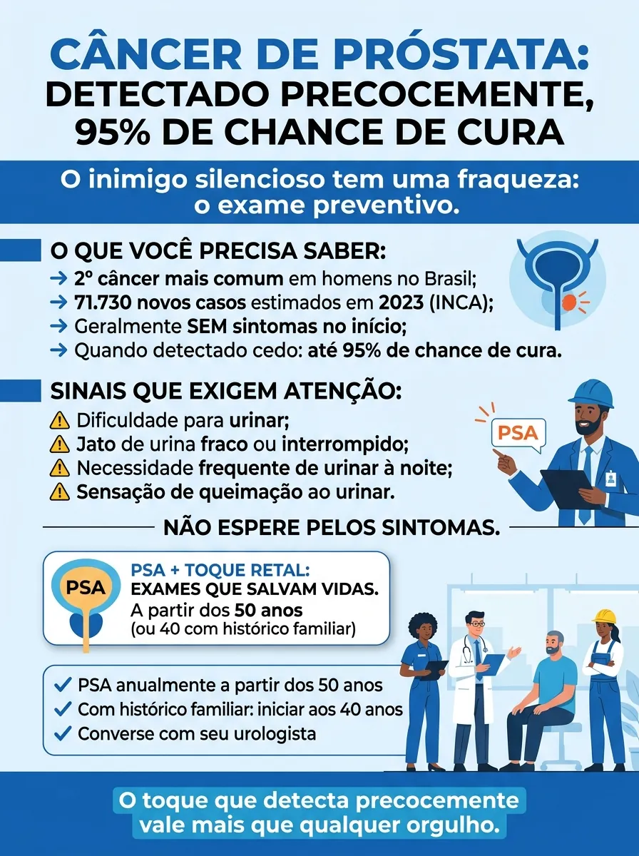 Cartaz Novembro Azul — Câncer de próstata detectado precocemente