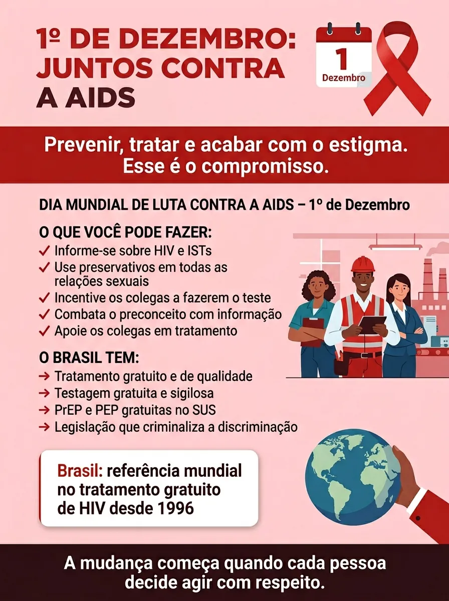 Cartaz Dezembro Vermelho — 1º de dezembro: juntos contra a AIDS