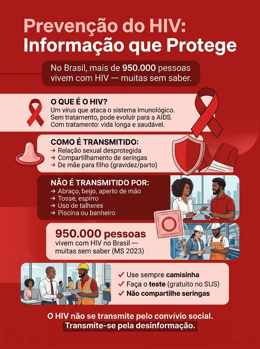Cartaz Dezembro Vermelho — Prevenção do HIV: informação que protege