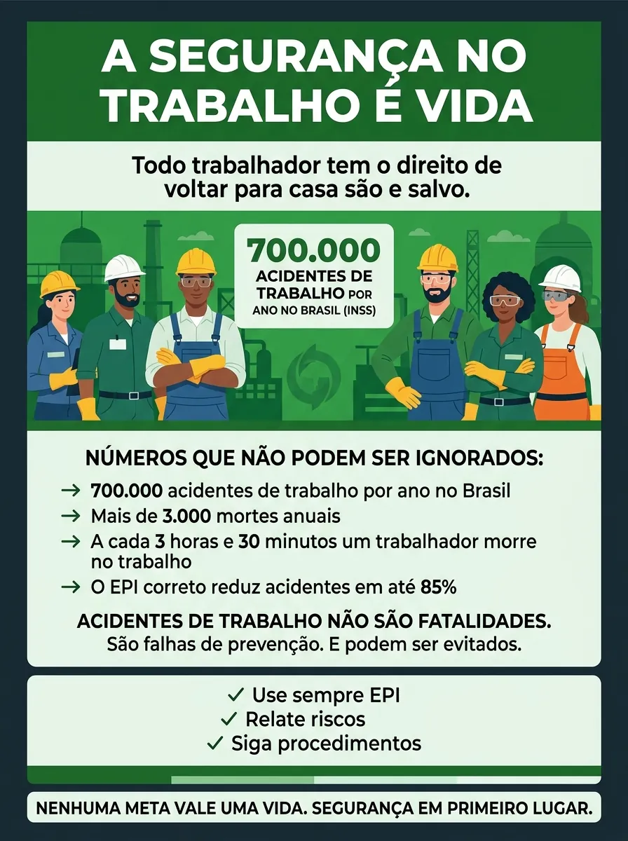 Cartaz Abril Verde — A segurança no trabalho é vida