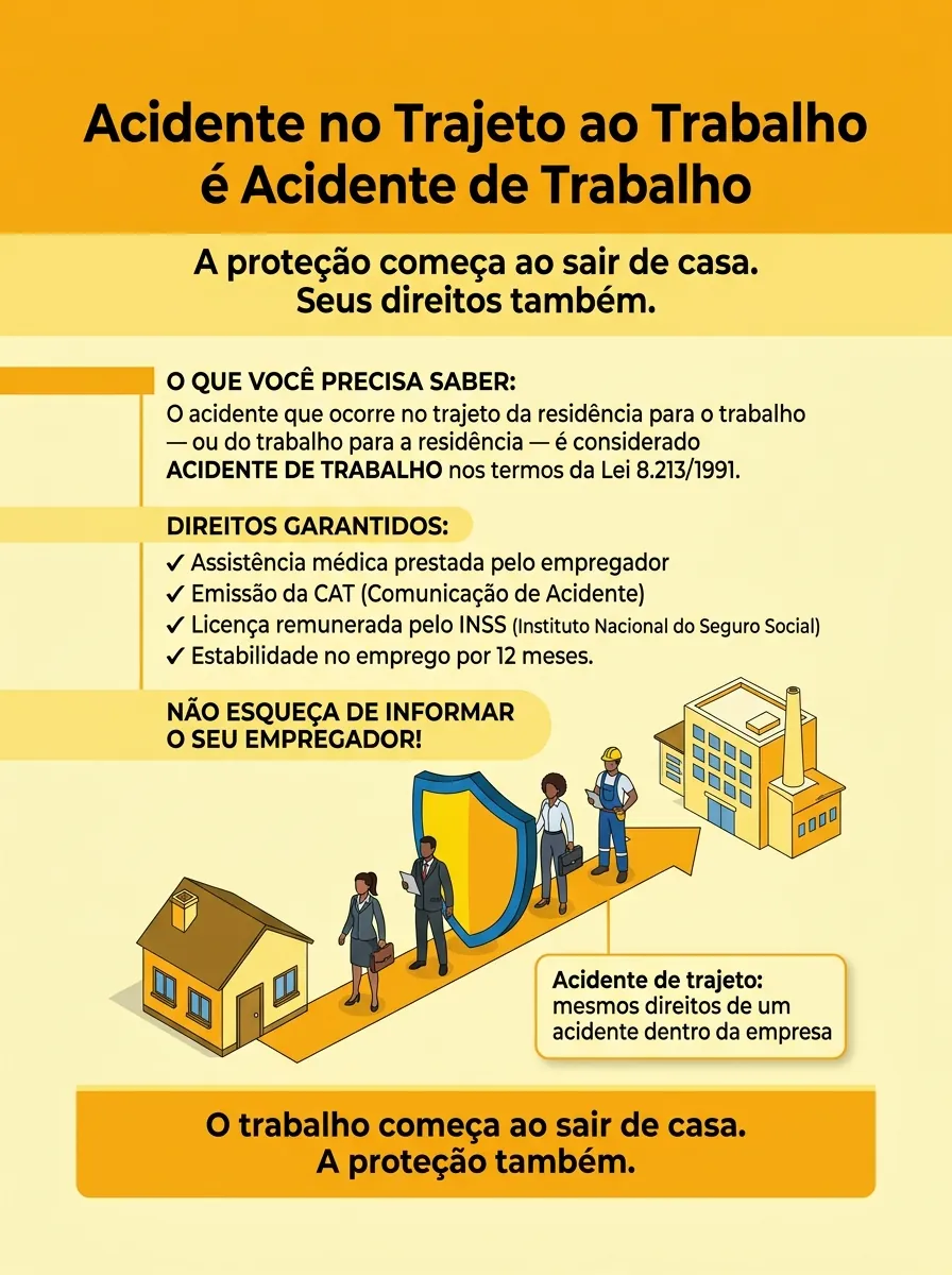 Cartaz — Acidente no trajeto ao trabalho é acidente de trabalho